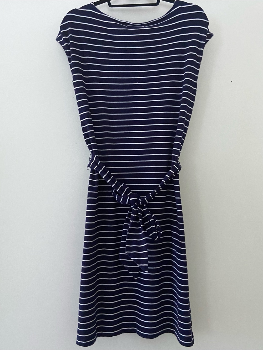 Lauren Ralph Lauren Navy Striped Dress Size Large Belted Nautical Coastal Preppy - Picture 6 of 9